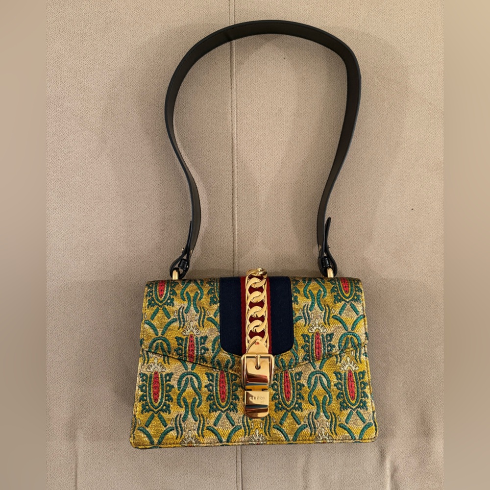 Authentic Never Worn Gucci Sylvie Brocade Shoulder Bag